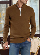 Quarter Zip Jumper | Knitted | Rib Knit | Polo Sweater | Men's Half Zip Jumper-Sweater-Chaps of London-Chaps of London