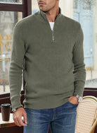 Quarter Zip Jumper | Knitted | Rib Knit | Polo Sweater | Men's Half Zip Jumper-Sweater-Chaps of London-Chaps of London