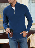 Quarter Zip Jumper | Knitted | Rib Knit | Polo Sweater | Men's Half Zip Jumper-Sweater-Chaps of London-Chaps of London