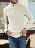Quarter Zip Jumper | Knitted | Rib Knit | Polo Sweater | Men's Half Zip Jumper-Sweater-Chaps of London-Chaps of London