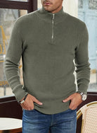 Quarter Zip Jumper | Knitted | Rib Knit | Polo Sweater | Men's Half Zip Jumper-Sweater-Chaps of London-Chaps of London