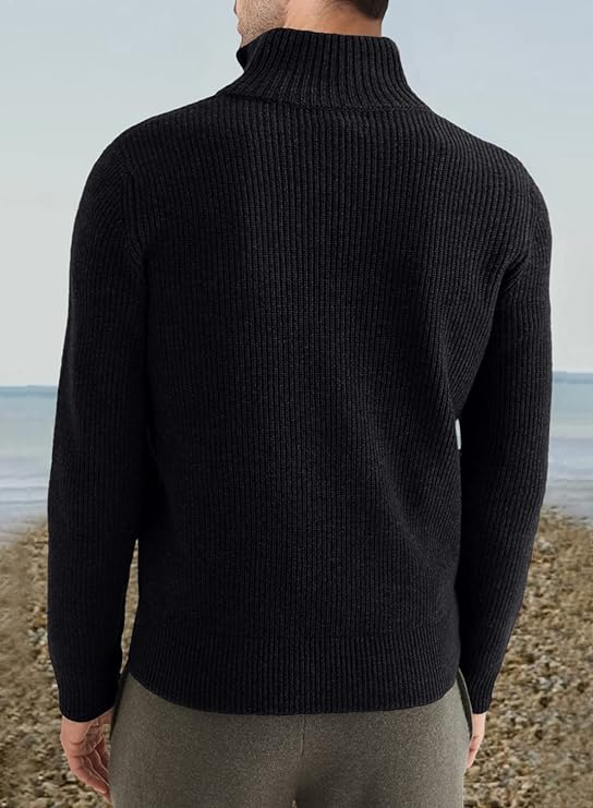 Quarter Zip Jumper | Knitted | Rib Knit | Polo Sweater | Men's Half Zip Jumper-Sweater-Chaps of London-Chaps of London