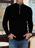 Quarter Zip Jumper | Knitted | Rib Knit | Polo Sweater | Men's Half Zip Jumper-Sweater-Chaps of London-Chaps of London
