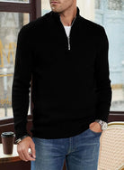 Quarter Zip Jumper | Knitted | Rib Knit | Polo Sweater | Men's Half Zip Jumper-Sweater-Chaps of London-Chaps of London