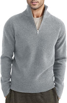 Quarter Zip Jumper | Knitted | Rib Knit | Polo Sweater | Men's Half Zip Jumper-Sweater-Chaps of London-Gray-XS-Chaps of London