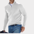 Quarter Zip Jumper - Long Sleeve - Half Zip - Polo Jumper - Men's Quarter Zip Sweaters-Chaps of London-White-S-Chaps of London