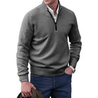Quarter Zip Jumper - Long Sleeve - Knitted - Cashmere Sweater - Men's Half Zip Sweater-Sweaters-Chaps of London-Dark Grey-S-Chaps of London