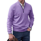 Quarter Zip Jumper - Long Sleeve - Knitted - Cashmere Sweater - Men's Half Zip Sweater-Sweaters-Chaps of London-Purple-S-Chaps of London