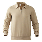 Quarter Zip Jumper | Long Sleeve | Pullover | Polo Sweater | Men's Half Zip Jumper-Chaps of London-Beige-S-Chaps of London