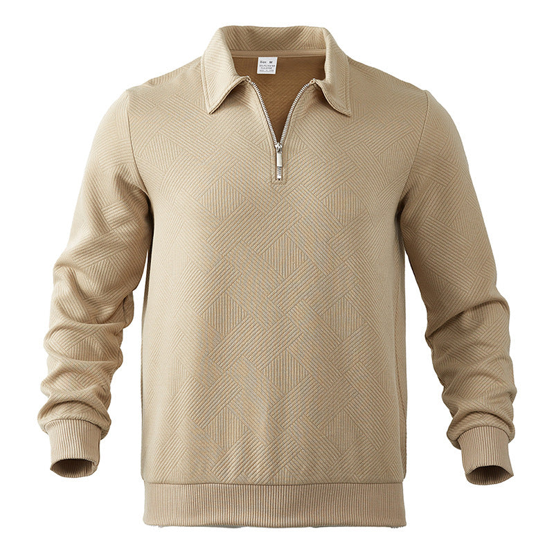 Quarter Zip Jumper | Long Sleeve | Pullover | Polo Sweater | Men's Half Zip Jumper-Chaps of London-Beige-S-Chaps of London