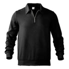 Quarter Zip Jumper | Long Sleeve | Pullover | Polo Sweater | Men's Half Zip Jumper-Chaps of London-Black-S-Chaps of London
