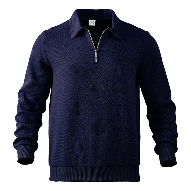 Quarter Zip Jumper | Long Sleeve | Pullover | Polo Sweater | Men's Half Zip Jumper-Chaps of London-Blue-S-Chaps of London