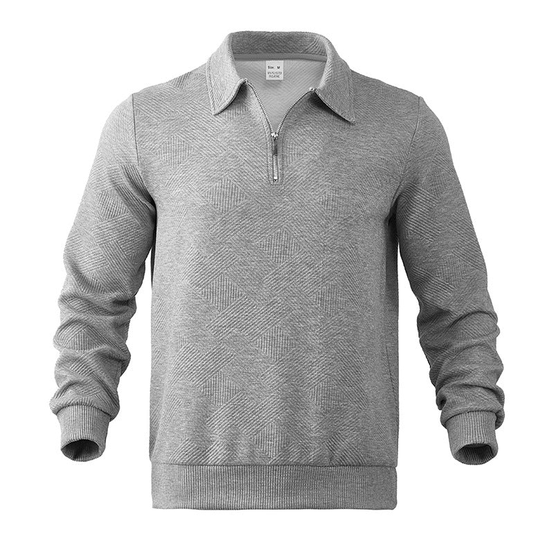 Quarter Zip Jumper | Long Sleeve | Pullover | Polo Sweater | Men's Half Zip Jumper-Chaps of London-Grey-S-Chaps of London