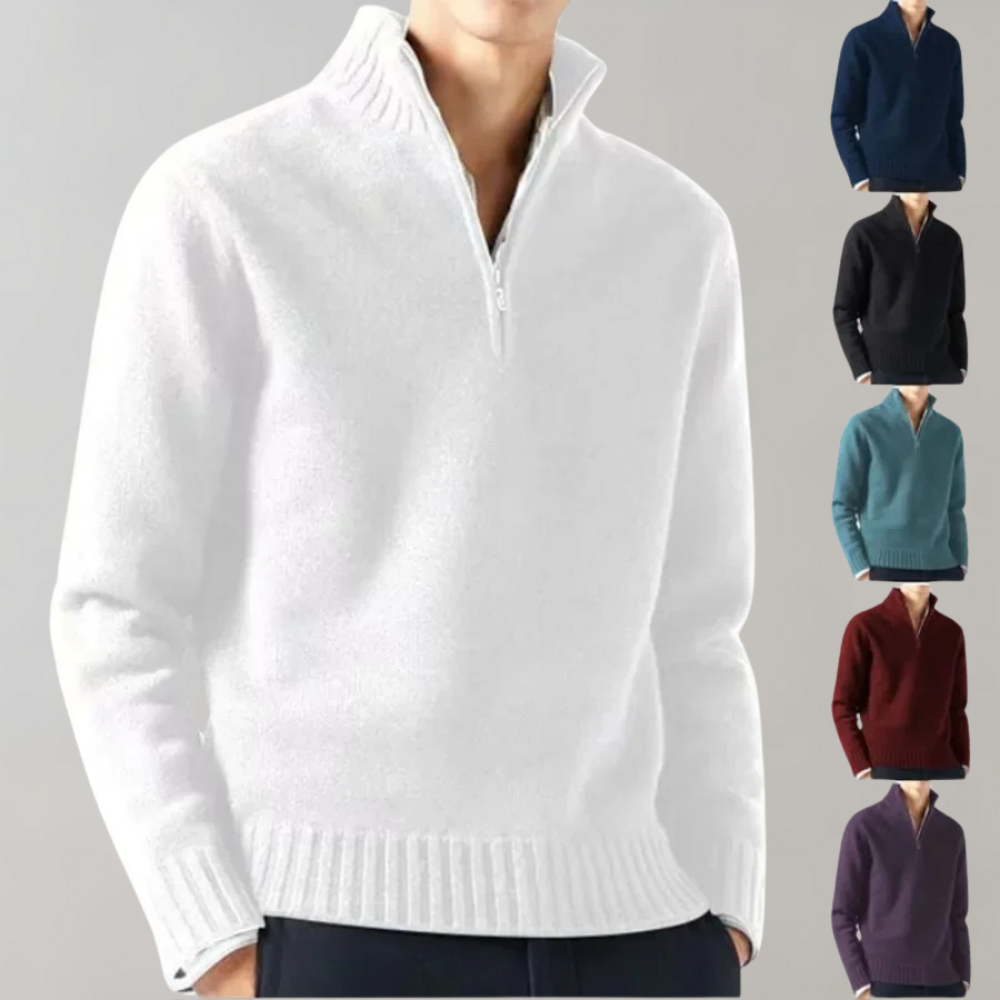 Quarter Zip Jumper - Men's Regular Fit Half Zip Knitted Sweater -Chaps of London-Chaps of London