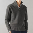 Quarter Zip Jumper - Men's Regular Fit Half Zip Knitted Sweater -Chaps of London-Grey-M-Chaps of London