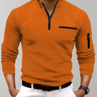 Quarter Zip Shirt | Pullover | Polo Shirt | Quarter Zip Sweatshirt | Men's Half Zip Sweater-Chaps of London-Orange-S-Chaps of London