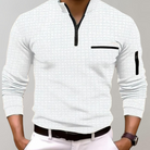 Quarter Zip Shirt | Pullover | Polo Shirt | Quarter Zip Sweatshirt | Men's Half Zip Sweater-Chaps of London-White-S-Chaps of London