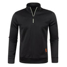 Quarter Zip Sweatshirt | Long Sleeve | High Neck | Half Zip Pullover | Men's Quarter Zip Sweaters-Chaps of London-Black-S-Chaps of London