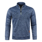 Quarter Zip Sweatshirt | Long Sleeve | High Neck | Half Zip Pullover | Men's Quarter Zip Sweaters-Chaps of London-Blue-S-Chaps of London