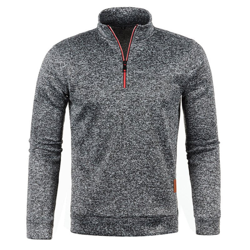 Quarter Zip Sweatshirt | Long Sleeve | High Neck | Half Zip Pullover | Men's Quarter Zip Sweaters-Chaps of London-Dark Grey-S-Chaps of London