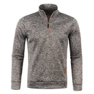 Quarter Zip Sweatshirt | Long Sleeve | High Neck | Half Zip Pullover | Men's Quarter Zip Sweaters-Chaps of London-Grey Brown-S-Chaps of London