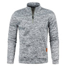Quarter Zip Sweatshirt | Long Sleeve | High Neck | Half Zip Pullover | Men's Quarter Zip Sweaters-Chaps of London-Light Grey-S-Chaps of London