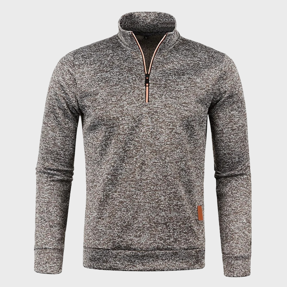 Quarter Zip Sweatshirt - Men's Casual Long Sleeve Half Zip Pullover-Fashion Men Sweater Pullover Fall-Chaps of London-Coffee-S-Chaps of London