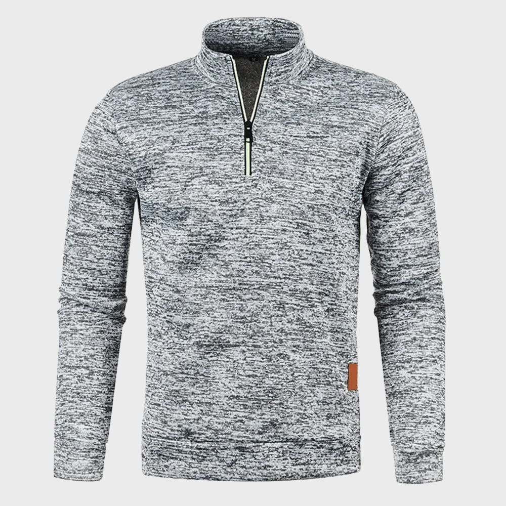 Quarter Zip Sweatshirt - Men's Casual Long Sleeve Half Zip Pullover-Fashion Men Sweater Pullover Fall-Chaps of London-Light Gray-S-Chaps of London