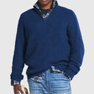 Quater Zip Jumper | Warm | Pullover | Men's Half Zip Sweater | Men's Knitwear-Chaps of London-Blue-S-Chaps of London