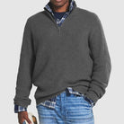 Quater Zip Jumper | Warm | Pullover | Men's Half Zip Sweater | Men's Knitwear-Chaps of London-Grey-S-Chaps of London