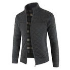 Quilted Jacket - Men's Zip-Up Knitted Quilted Cardigan-Strickwaren-Chaps of London-Black-S-Chaps of London