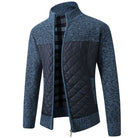 Quilted Jacket - Men's Zip-Up Knitted Quilted Cardigan-Strickwaren-Chaps of London-Blue-S-Chaps of London
