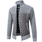 Quilted Jacket - Men's Zip-Up Knitted Quilted Cardigan-Strickwaren-Chaps of London-Grey-S-Chaps of London