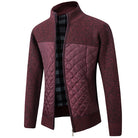Quilted Jacket - Men's Zip-Up Knitted Quilted Cardigan-Strickwaren-Chaps of London-Red-S-Chaps of London