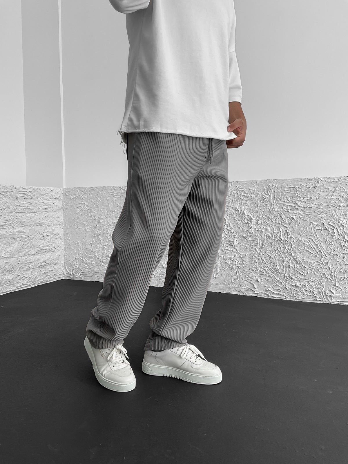 Ribbed Pants - Men's Loose Fit Drawstirng Stretch Baggy Pants-Chaps of London-Chaps of London