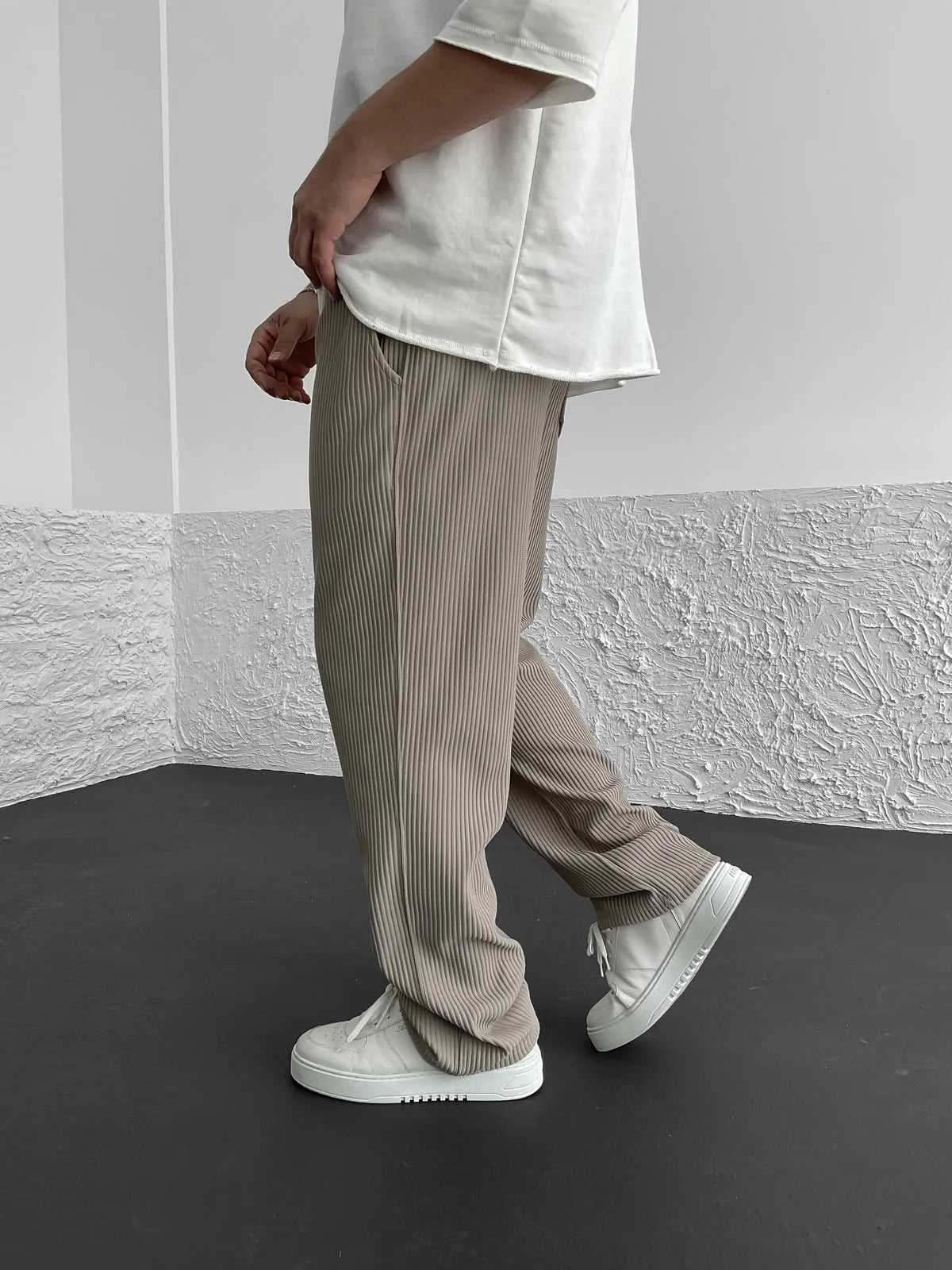 Ribbed Pants - Men's Loose Fit Drawstirng Stretch Baggy Pants-Chaps of London-Chaps of London