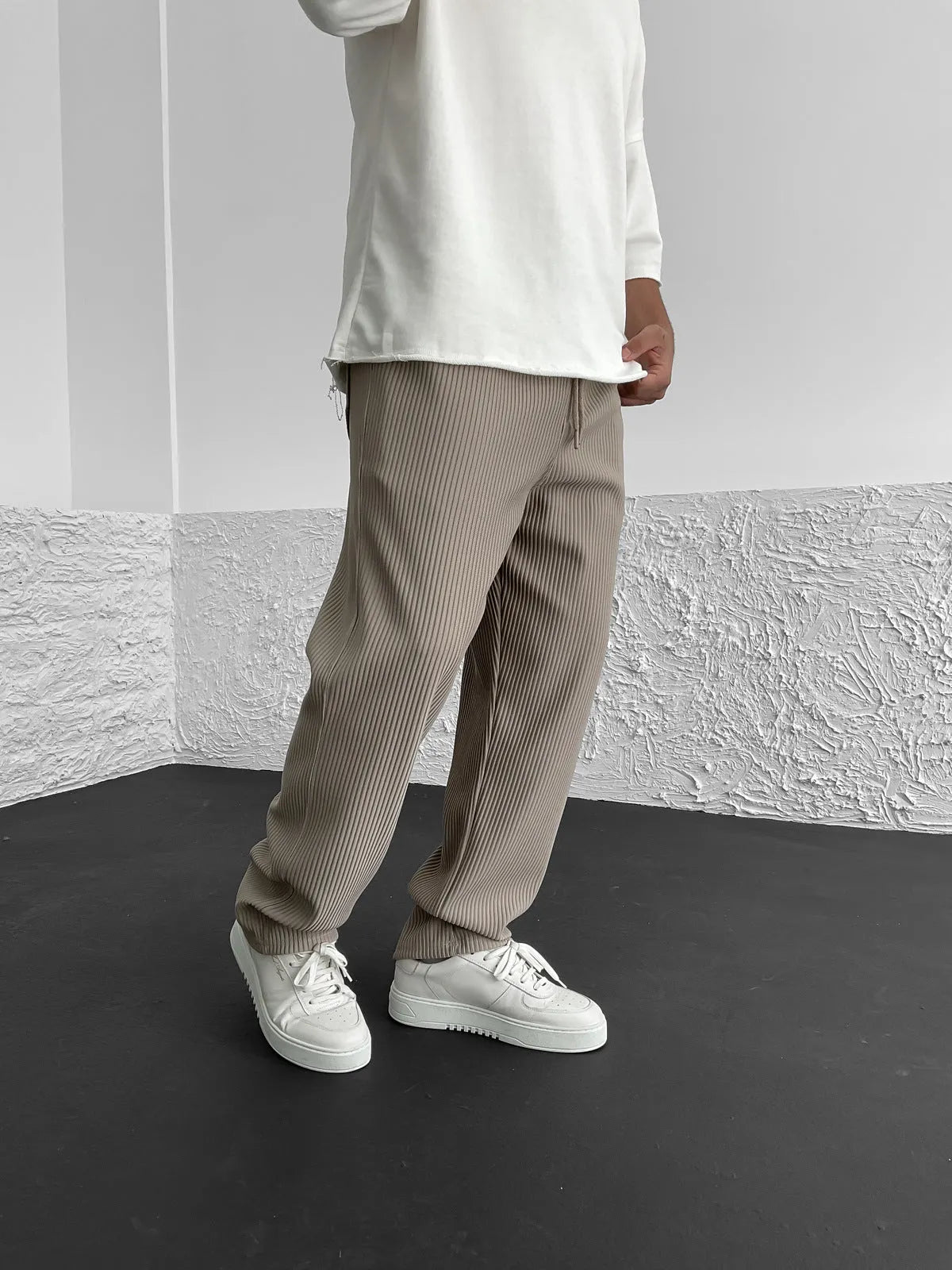 Ribbed Pants - Men's Loose Fit Drawstirng Stretch Baggy Pants-Chaps of London-Chaps of London