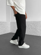 Ribbed Pants - Men's Loose Fit Drawstirng Stretch Baggy Pants-Chaps of London-Chaps of London