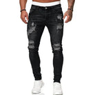 Ripped Jeans | Slim Fit | Washed | Skinny Jeans | Men's Jeans-Men's long pants-Chaps of London-Black-S-Chaps of London
