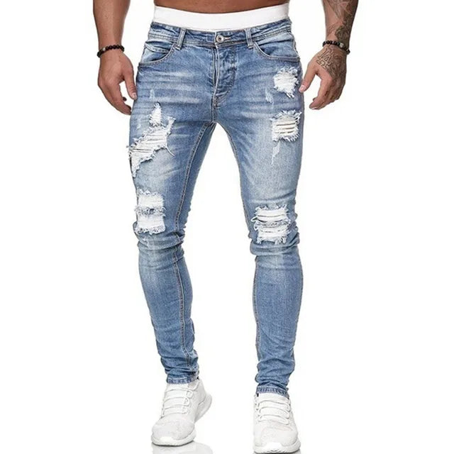 Ripped Jeans | Slim Fit | Washed | Skinny Jeans | Men's Jeans-Men's long pants-Chaps of London-Chaps of London