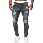 Ripped Jeans | Slim Fit | Washed | Skinny Jeans | Men's Jeans-Men's long pants-Chaps of London-Gray-S-Chaps of London