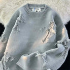 Ripped Sweater | Loose Fit | Pullover | Ripped Jumper | Men's Clothing-Chaps of London-Light blue-S-Chaps of London