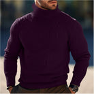Roll Neck Jumper - Long Sleeve - Turtleneck - Knitted Sweater - Men's Jumper-Turtleneck Sweater-Chaps of London-Purple-S-Chaps of London