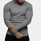 Roll Neck Jumper - Men's Slim Fit Long Sleeve Turtleneck Sweater-Chaps of London-Grey-S-Chaps of London