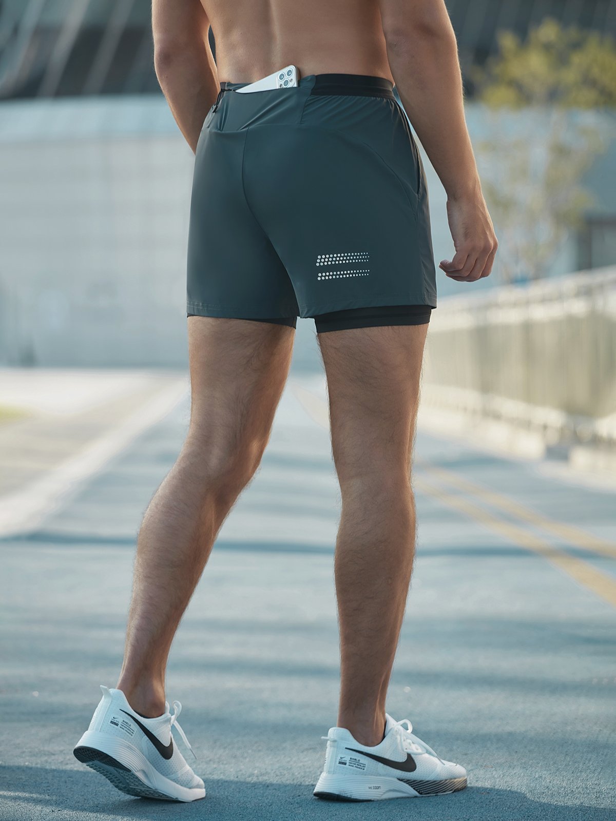 Running Shorts - 2-in-1 - Quick Dry - Gym Shorts - Men's Shorts-Sportbroek man-Chaps of London-Stormy Sea-XS-Chaps of London