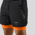 Running Shorts - Men's 2-in-1 Sport Gym Shorts with Pockets-Chaps of London-Black-Orange with logo-M-Chaps of London