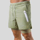 Running Shorts - Men's 2-in-1 Sport Gym Shorts with Pockets-Chaps of London-Green with logo-M-Chaps of London