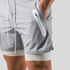 Running Shorts - Men's 2-in-1 Sport Gym Shorts with Pockets-Chaps of London-Grey with logo-M-Chaps of London