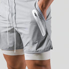 Running Shorts - Men's 2-in-1 Sport Gym Shorts with Pockets-Chaps of London-Grey without logo-M-Chaps of London
