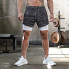 Running Shorts - Quick Dry - Drawstring - 2-in-1 Shorts - Men's Gym Shorts-Fashion Men Shorts Summer-Chaps of London-Gray Camouflage-M-Chaps of London
